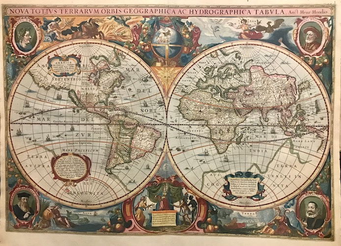 Hondius Hendrick (1573-1650) Nova totius terrarum orbis geographica ac hydrographica tabula 1630 Amsterdam 